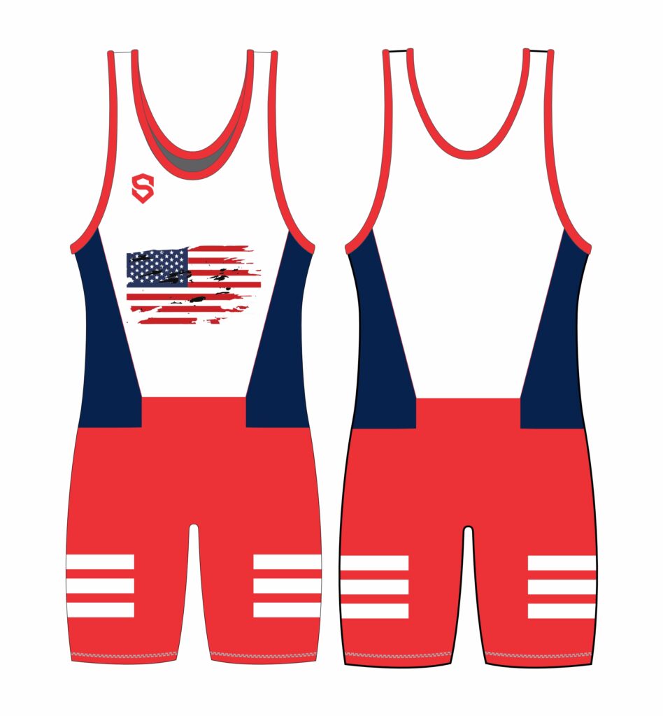 Red & Blue Battle Stars Wrestling Singlet